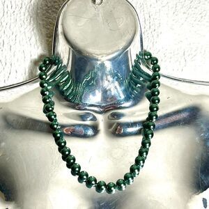 Kissaka Green Faux Glass Pearl Beaded Necklace